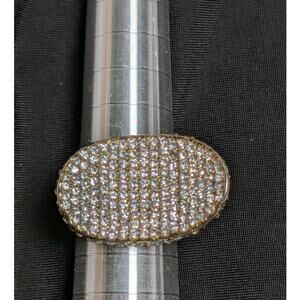 VINCE CAMUTO Ring Women's 6.5 Gold Tone Crystal Pave Statement Dome Bold Wide